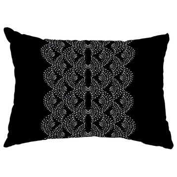 Dotted Focus 14"x20" Geometric Print Decorative Outdoor Throw Pillow, Black