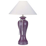 Ore International - 35"H Ceramic Table Lamp, Burgundy - Red Painted Glazed, curvy table lamp
