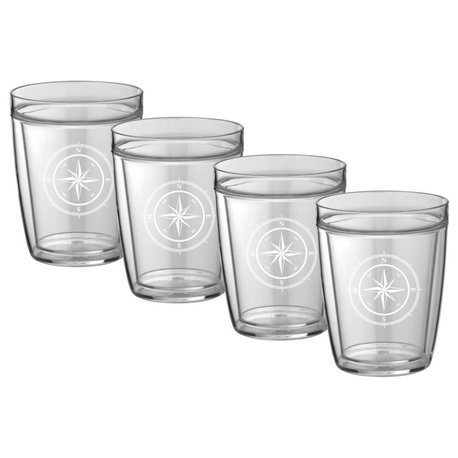 Kasualware 14 oz. Doublewall Short Drink Compass Point Set/4