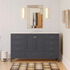 Horizon 60" Single Bathroom Vanity Top, Marine Gray, Engineered White