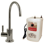 Westbrass - Premium Contemporary 9" Hot Water Dispenser And Tank In Polished Nickel - The Westbrass 1-handle Contemporary hot water dispenser with hot water tank offers a single-handle design. This includes a high-arc, extended spout that provides great sink clearance. Hot water supply can be filtered for a pure, clean taste (filter sold separately). A white hot water tank is included with the faucet. The faucet is designed for single-hole installation (mounting materials included).