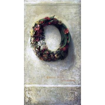 John La Farge Wreath of Flowers, 15"x30" Wall Decal Print