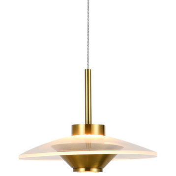 Ferrara 7" ETL Certified Integrated LED Height Adjustable Pendant, Antique Brass