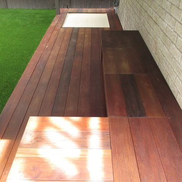 Ipe Deck with Sandbox & Seat Storage + Artificial Turf