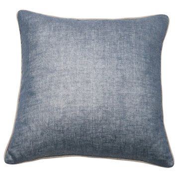 Metallic Linen Pillow Cover, Navy