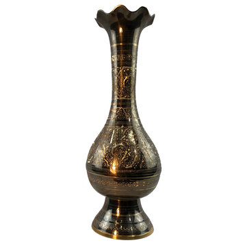 Natural Geo Brass Vintage Black/Gold Table Vase