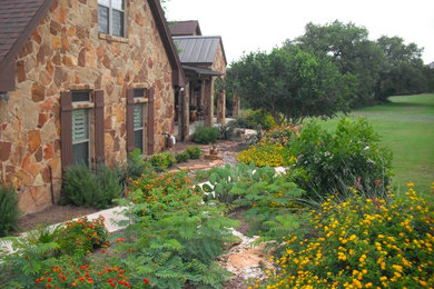 Design ideas for a southwestern drought-tolerant and full sun front yard landscaping.