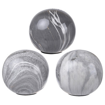 A&B Home 4" Gray Marbleized Contemporary Decorative Balls Set Of 3