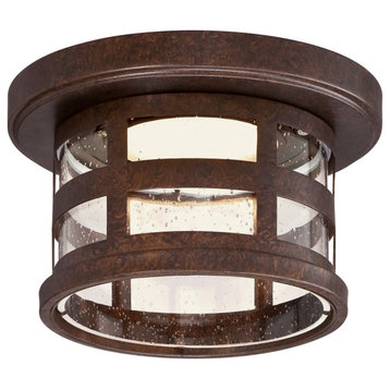 Design House 587212 10"W LED Flush Mount Drum Outdoor Ceiling - Bronze
