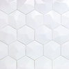 Snow White 3D 2" Hexagon Polished Porcelain Mosaic, 50 Sq Ft.