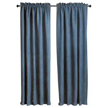 108"x52" Microsuede Blackout Curtain Panels, Set of 2, Indigo