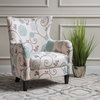 GDF Studio Venette Farmhouse Fabric Upholstered Club Chair, White and Blue Floral