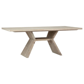79" Rectangular Reclaimed Pine Modern Honeycomb Pedestal Base Dining Table