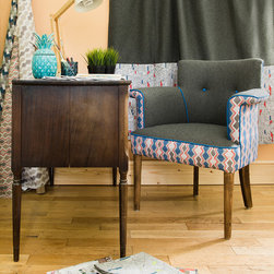 Clueit Webb Interiors Upholstered Chairs - Laurie in Mzuri Royal Blue and Faroe - Armchairs & Accent Chairs
