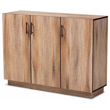 Almeta Modern Contemporary Natural Oak Wood 3-Door Sideboard Buffet