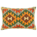 Bareens Designer Rugs - Turkish Tribal Finlay Hand Woven Kilim Pillow - Embellish your home with this timeless casual chic handmade Southwestern Kilim throw pillow covers made with wool and cotton. Constructed on a loom by Nomad Turkman people with hand spun wool and Natural Vegetable dyes these beautiful Kilim pillow covers are known for their beautiful repetitive geometrical, naturalistic floral and traditional patterns yet still giving it a moden look. Masterfully artisan-crafted on traditional Kilim looms with a contemporary fashion palette producing bold intricate sharp patterns making them a standout piece in any decor.