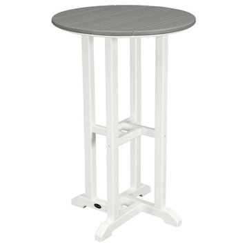 Polywood Contempo 24" Round Counter Table, White/Slate Gray