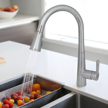 Single-Handle Stainless Steel High Arch Kitchen Faucet w/Pull Down Dual-Function
