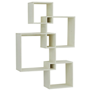 Danya B™ Intersecting Squares Decorative White Wall Shelf FF6013W 