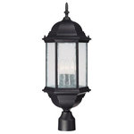 Capital Lighting - Capital Lighting 9837BK Main Street - 3 Light Outdoor Post Mount - Shade Included: TRUE  Room: OutdoorMain Street 24" Three Light Outdoor Post Lantern Black Seeded Glass *UL: Suitable for wet locations*Energy Star Qualified: n/a  *ADA Certified: n/a  *Number of Lights: Lamp: 3-*Wattage:60w Candelabra bulb(s) *Bulb Included:No *Bulb Type:Candelabra *Finish Type:Black