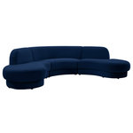 Meridian Furniture - Rosa Velvet Upholstered 3-Piece Sectional, Navy - Seat the gang for comfort and style with this Rosa velvet three-piece sectional. Soft navy velvet upholstery makes this sectional super svelte and sleek to the touch, lending it a modish feel that's well at home in contemporary settings. The chic shape of this sectional makes it an instant eye-catcher in your space, with a rolled back cushion for undeniable comfort.