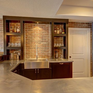 Basement Wet Bar Brick Wall