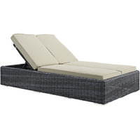 Summon Double Outdoor Patio Sunbrella Chaise, Beige