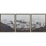 Renwil - Manford Rectangular Black Framed Wall Art - A decorative triptych for the decidedly glam, this set of three fine art prints capture an icy mountainside in graphic black and white. The dramatic mountain range image is split into three, each panel portraying the raw veining of natural stone and rocky landscape in striking detail. An awe-inspiring accent for traditional interiors, the fine art photography series gets a glitzy touch with the help of gold leaf accents.
