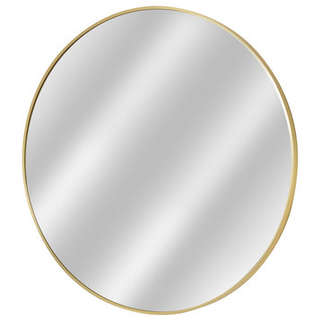 Gold Round Thin Metal Framed Decorative Hanging Mirror - 30 x 30