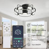 Modern Flush Mount Ceiling Fan with Dimmable LED Light and Remote Control, Black