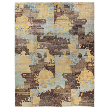 Eclectic, One-of-a-Kind Hand-Knotted Area Rug Brown, 10'0"x13'3"