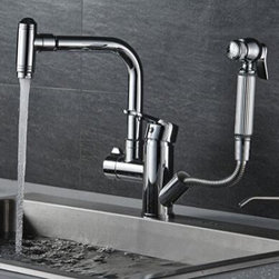 Chrome Finished Brass Pull Out 780&deg; Rotatable Kitchen Sink Faucet F0378C - Kitchen Faucets