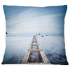 Wooden Jetty in Morning Blue Sea Landscape Wall Throw Pillow, 16"x16"