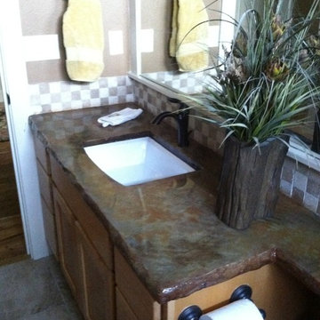 Concrete countertop overlay. Applied over old Formica