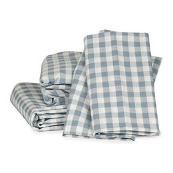Thread Experiment - Gingham Plaid Sheet Set, Charcoal, Queen - Sheet And Pillowcase Sets