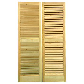 Solid Wood Louvered Shutters, 15" W X 51" H, 1 Pair