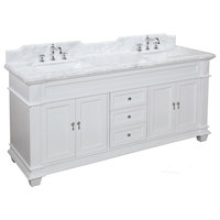 Elizabeth 72" Double Bathroom Vanity, Base: White, Top: Carrara Marble