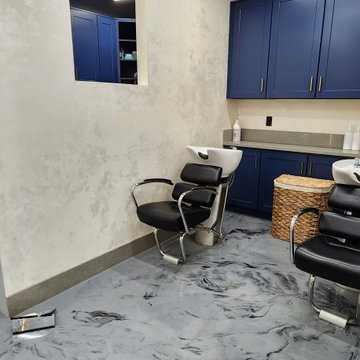 Complete decorative plaster applications in a hair salon