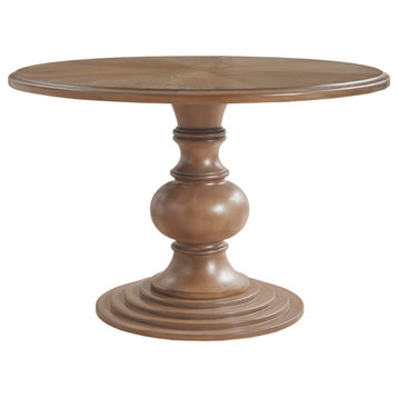 Madison Park Lexi 46" Round Pedestal Dining Table, Reclaimed Walnut