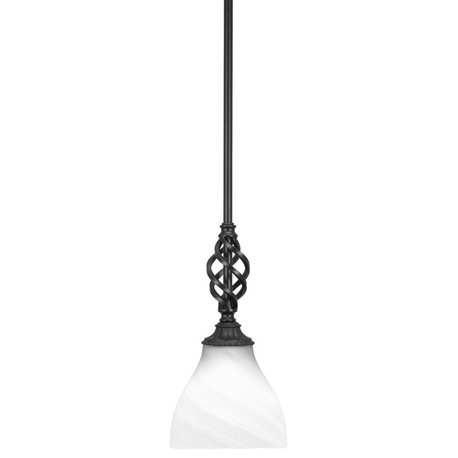 Elegante Mini Pendant Shown In Matte Black Finish With 6.25" White Marble Glass