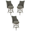 Home Square 26" Swivel Solid Wood Counter Stool in Smoke Gray - Set of 3