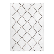 Hand-Tufted Geometric Moroccan Shag Rug, Natural, 5'x7'
