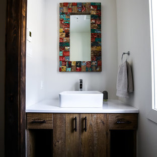 75 Beautiful Powder Room With Dark Wood Cabinets And Laminate