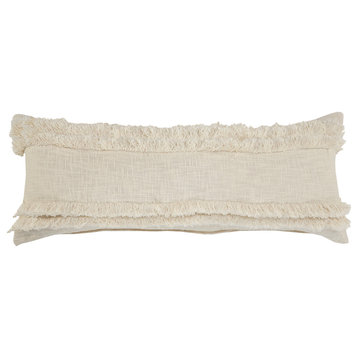 Beverly Fringed Solid Throw Pillow, 14" X 36"