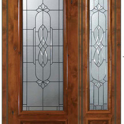 Prehung Sidelite Door 96 Wood Alder Kensington 1 Panel 3/4 Lite Glass - Front Doors