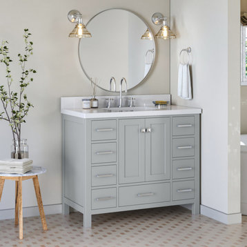 ARIEL Cambridge 43" Rectangle Sink Bathroom Vanity Grey With Quartz Top