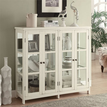 Catania Modern / Traditional 4 Door Accent Cabinet in White Finish
