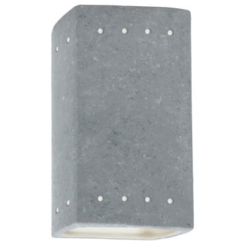 Ambiance Small Rectangle With Perfs Outdoor Wall Sconce, Open, Concrete, LED