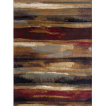 Tayse Rugs - Dakota Contemporary Abstract Area Rug, Multi-Color, 6'7''x9'6'' - Make a bold style statement with the handsome design and rich colors of the Dakota Contemporary Abstract Area Rug. Showcasing a simple brushstroke pattern, this piece will add a pop of abstract style to any room your roll it out in. Lay this rug out in your entryway to welcome guests with a homey and comfortable ambiance.