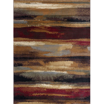 Dakota Contemporary Abstract Area Rug, Multi-Color, 6'7''x9'6''